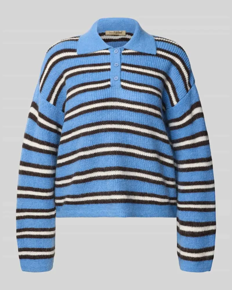 Smith & Soul Pullover mit Woll-Anteil und kurzer Knopfleiste Bleu