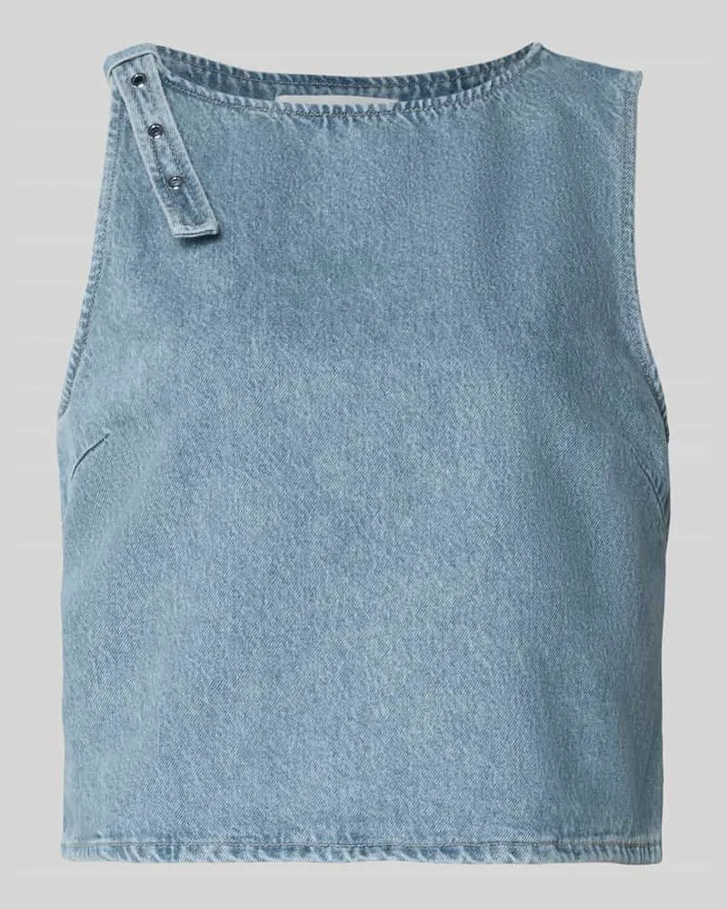 Samsøe & Samsøe Crop Top in Denim-Optik Modell 'MOLLY Hellblau
