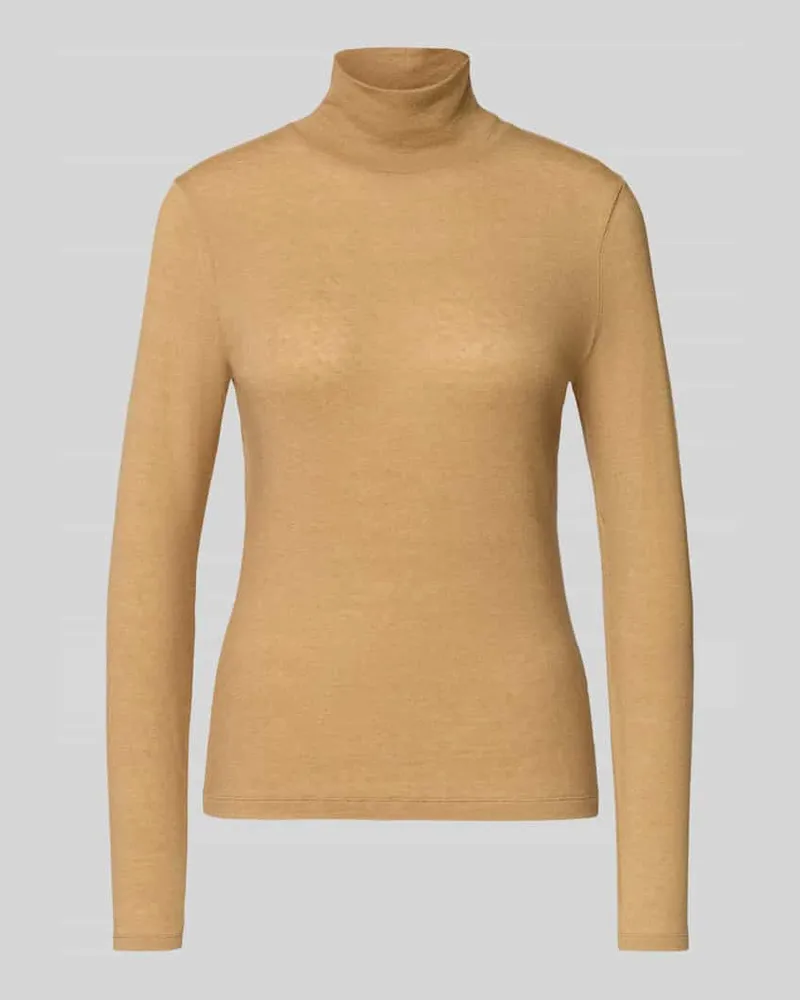 windsor. Longsleeve mit geripptem Stehkragen Camel