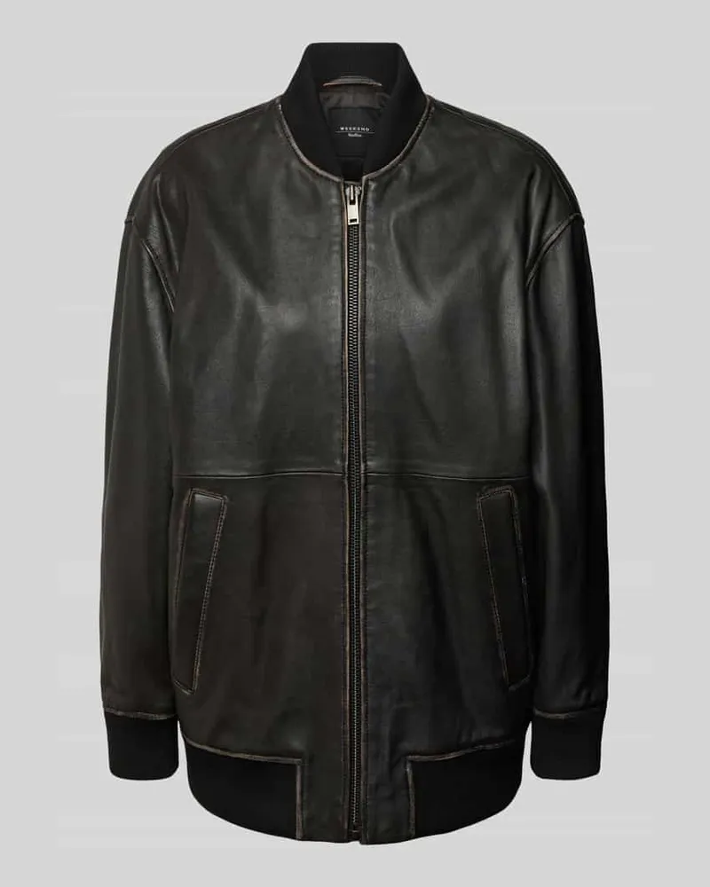 Max Mara Loose Fit Lederjacke mit Reißverschluss Modell 'TATICCO Black