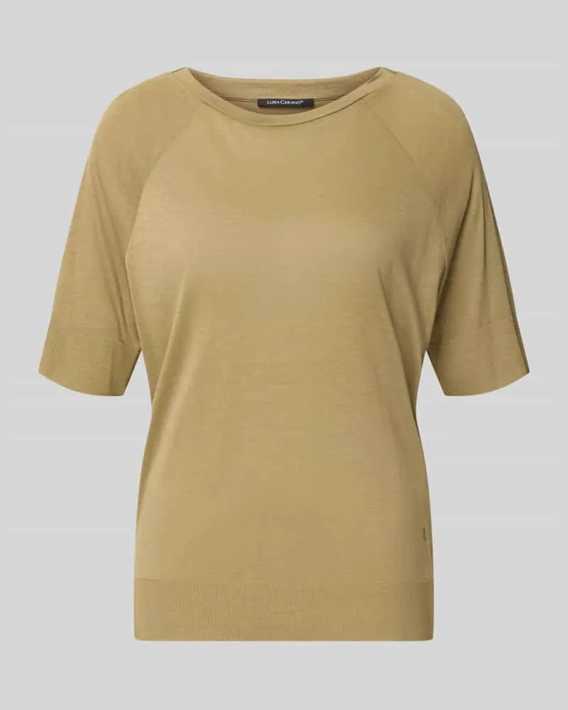 Luisa Cerano T-Shirt aus Lyocell-Baumwoll-Mix mit Rundhalsausschnitt Oliv