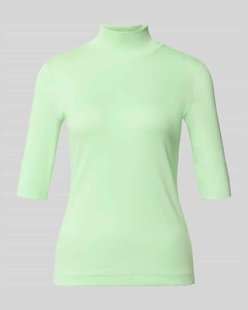 Marc Cain Slim Fit T-Shirt aus Baumwoll-Mix mit Stehkragen Hellgruen