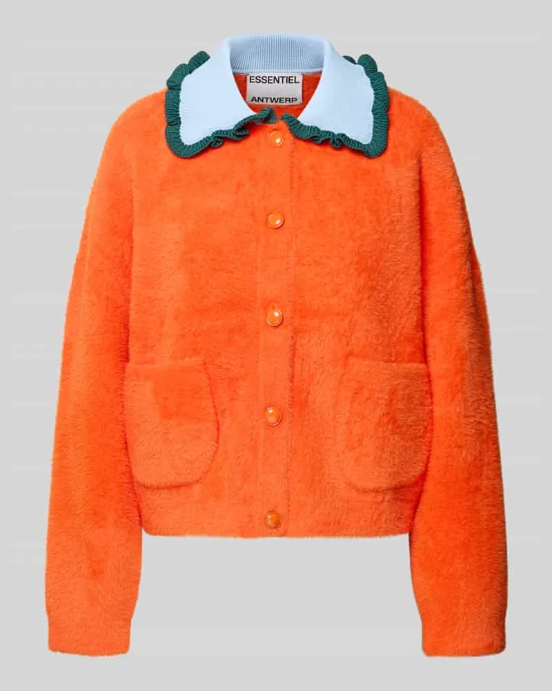 Essentiel Regular Fit Strickjacke mit Strickrüschen-Kragen Modell 'JARDENER Orange