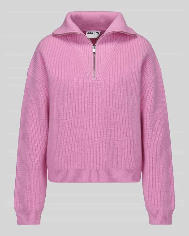 JAKE*S Pullover aus Wolle mit Troyerkragen Pink