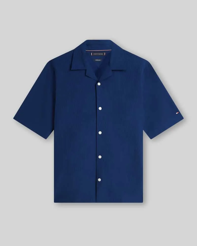 Tommy Hilfiger Relaxed Fit Freizeithemd aus Seersucker-Material Dunkelblau