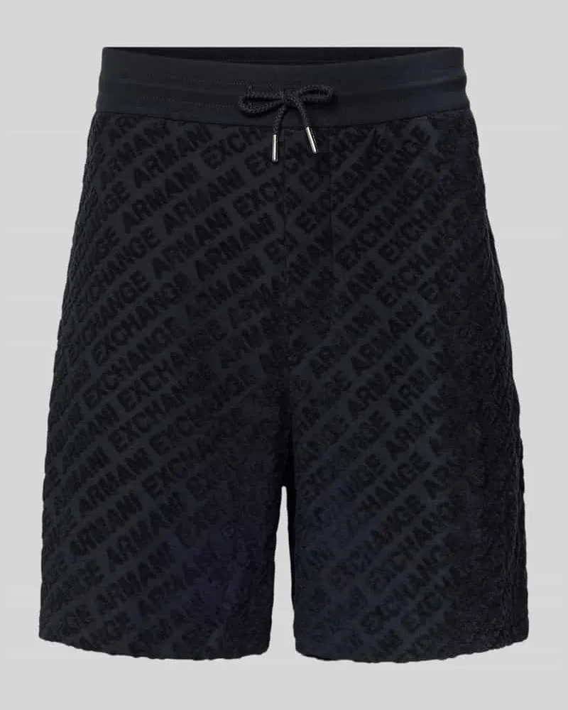 Armani Exchange Shorts mit Logo-Muster und elastischem Bund Dunkelblau