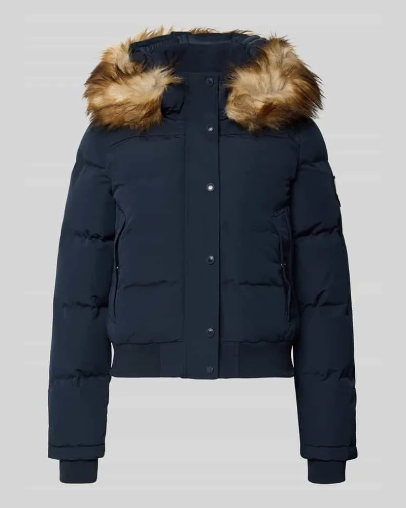 Superdry. Steppjacke mit Kapuze und Kunstfell Modell 'EVEREST BOMBER Marine