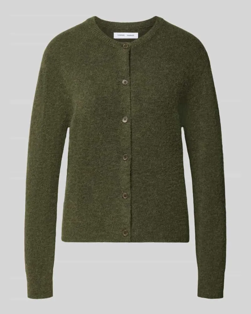 Samsøe & Samsøe Regular Fit Cardigan aus Woll-Alpaka-Mix Modell 'NOR Dunkelgruen