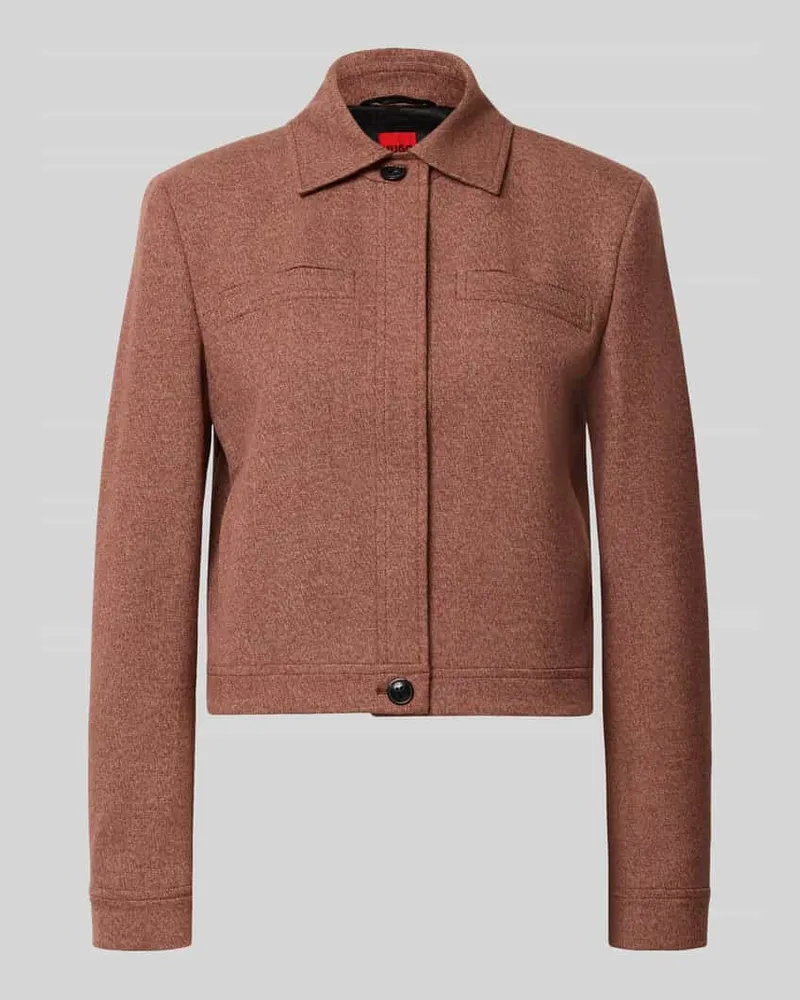 HUGO BOSS Regular Fit Kurzblazer mit Viskose-Anteil Modell 'Alitte Mittelbraun