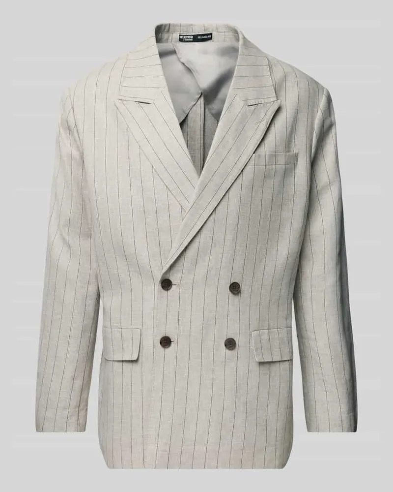 Selected Homme Leinensakko mit Brustleistentasche Hellbraun