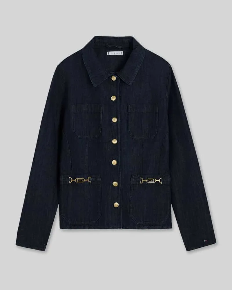 Tommy Hilfiger Regular Fit Jeansjacke mit goldenen Kettendetails Jeansblau