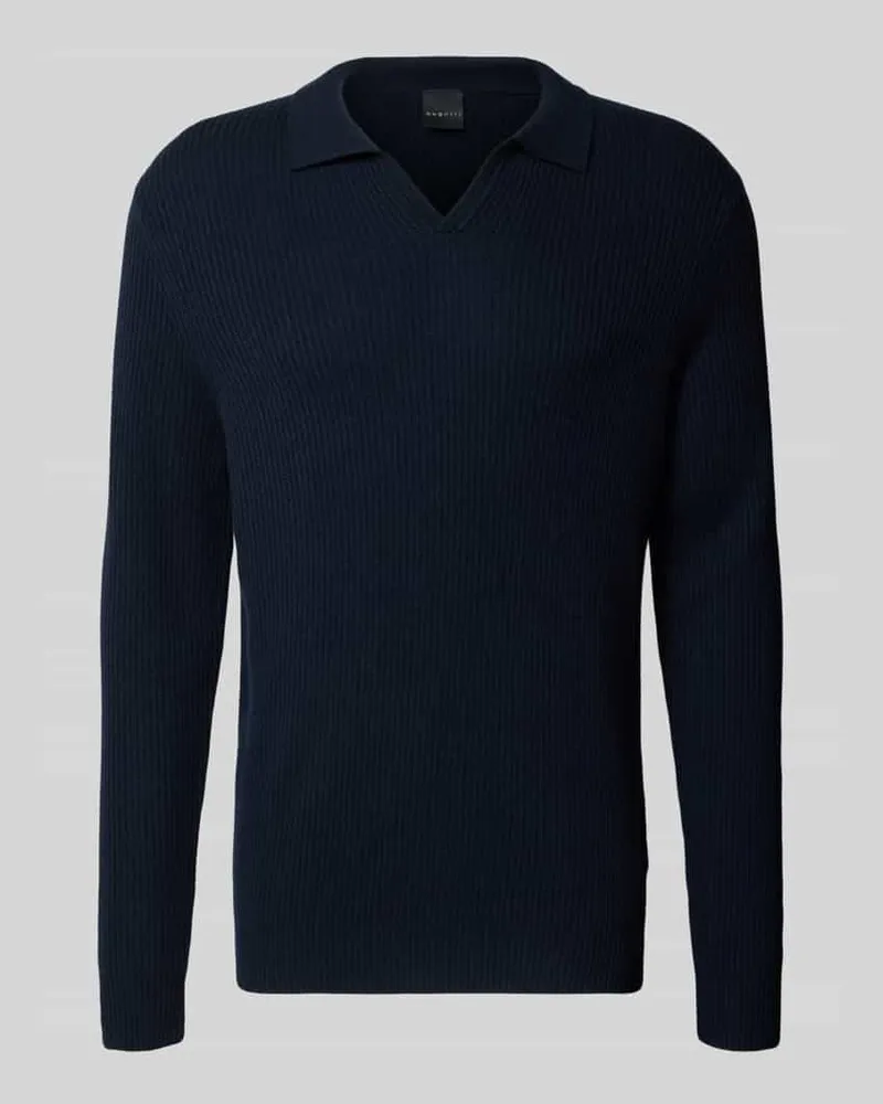 Bugatti Strickpullover mit Polokragen Marine