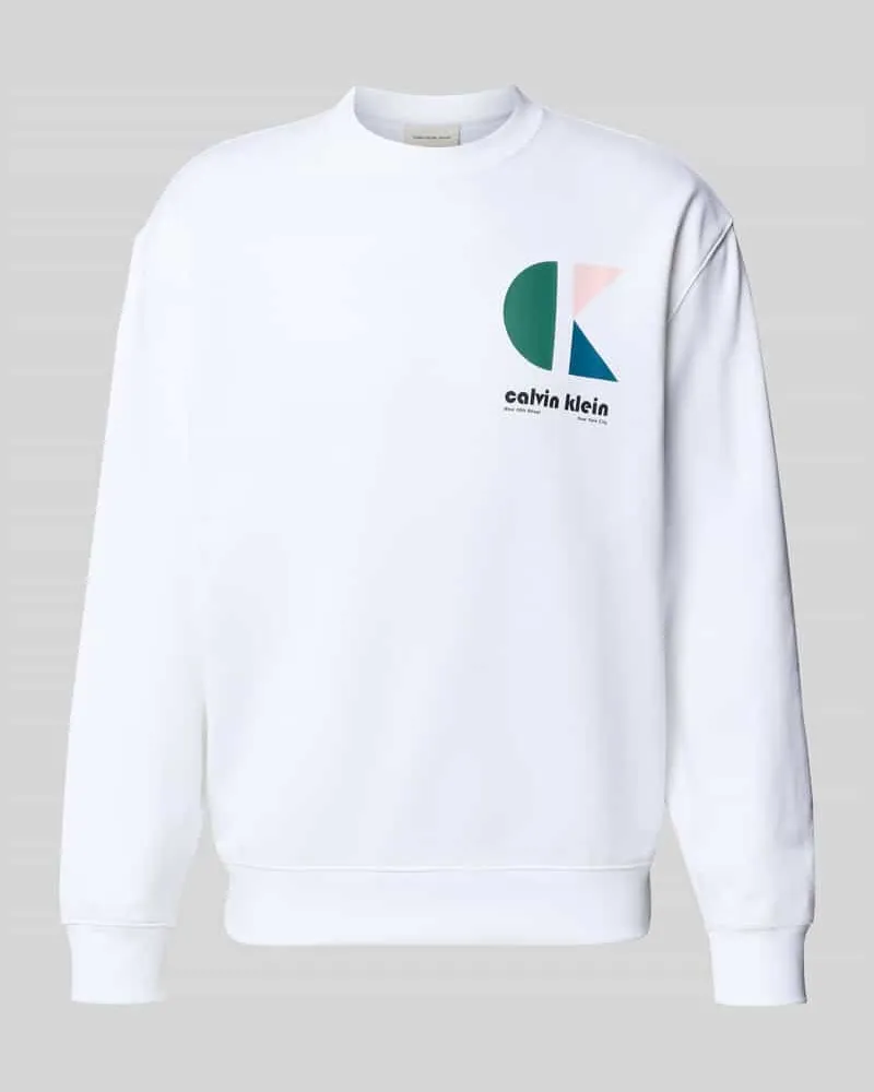 Calvin Klein Sweatshirt mit Label-Print Weiss