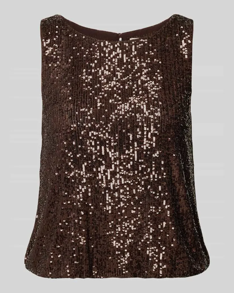 Vera Mont Regular Fit Top mit Allover-Pailettenbesatz Dunkelbraun