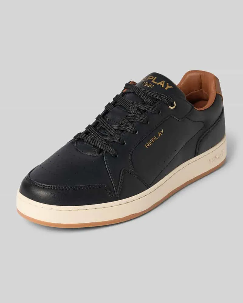 Replay Ledersneaker mit Label-Prints Modell 'SMASH FINE Black