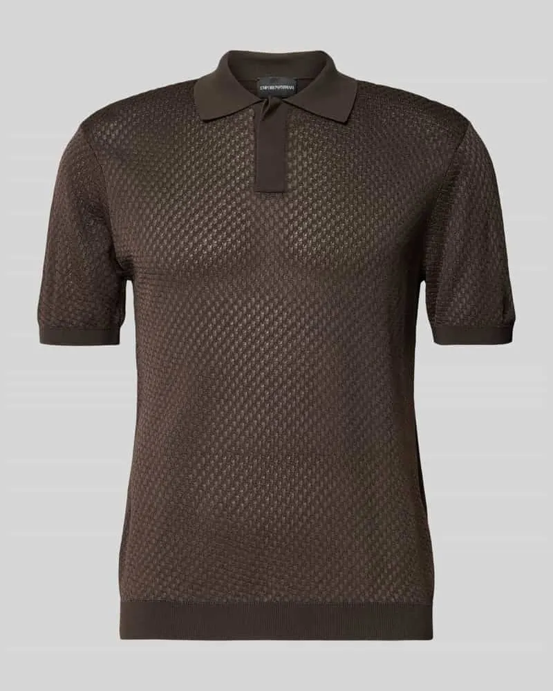 Emporio Armani Slim Fit Poloshirt mit Strukturmuster Dunkelbraun