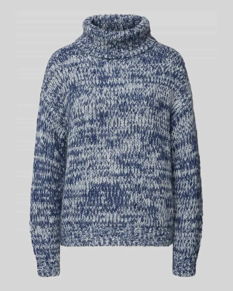 Fynch-Hatton Rollkragenpullover in Two-Tone-Machart Marine