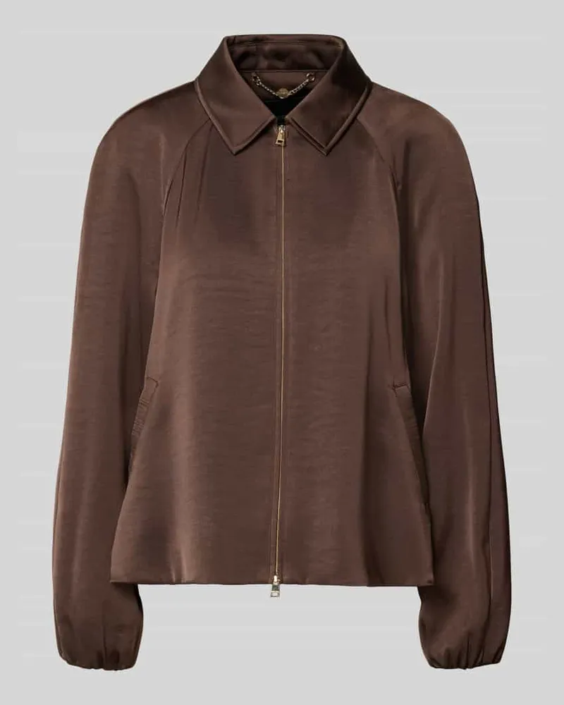 Marc Cain Jacke aus Satin mit Zweiwege-Reißverschluss Dunkelbraun