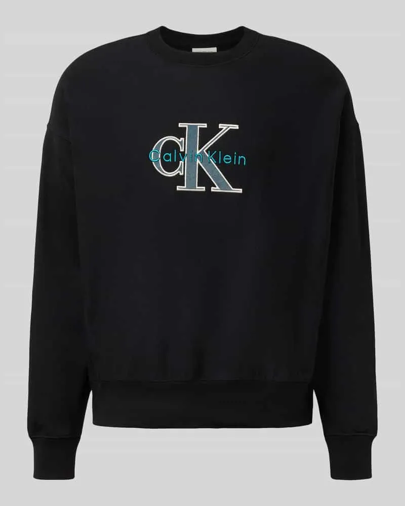 Calvin Klein Oversized Fit Sweatshirt mit Logo-Stitching Modell 'Premium Black