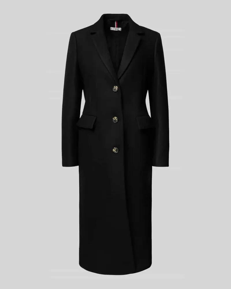 Tommy Hilfiger Regular Fit Wollmantel mit Kaschmir-Anteil Black
