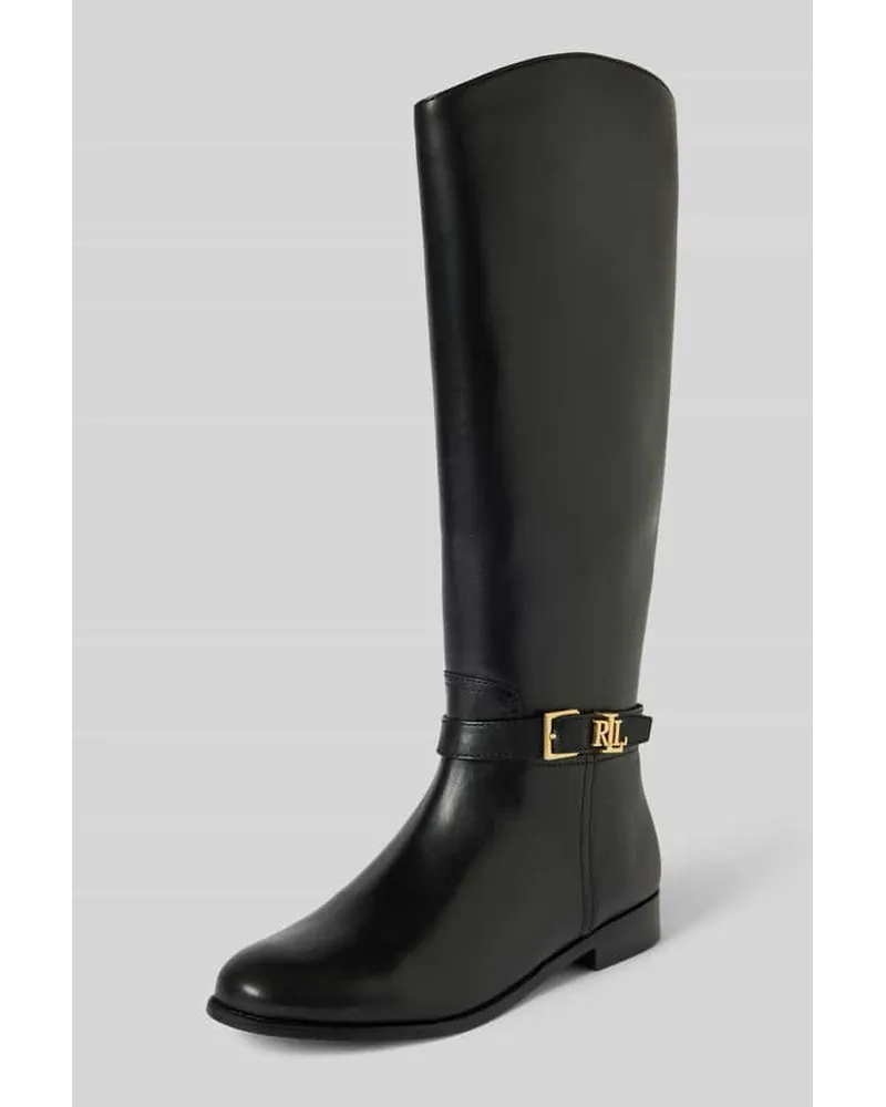 Ralph Lauren Lederboots mit Label-Applikation Modell 'BROOKE Black