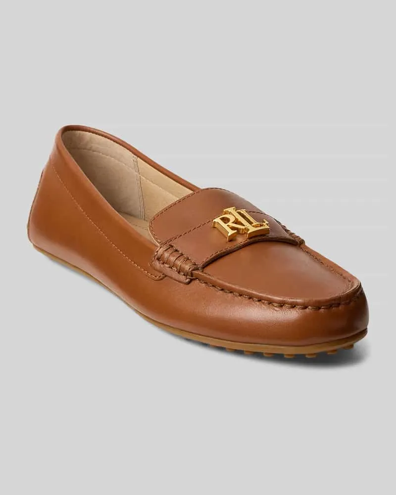 Ralph Lauren Slipper aus echtem Kalbsleder Cognac