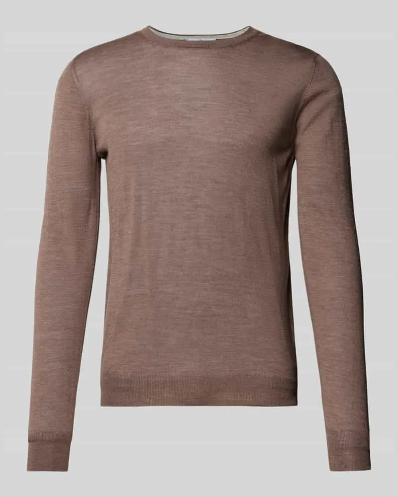 Gran Sasso Strickpullover Seide-Anteil und Rundhalsausschnitt Mittelbraun
