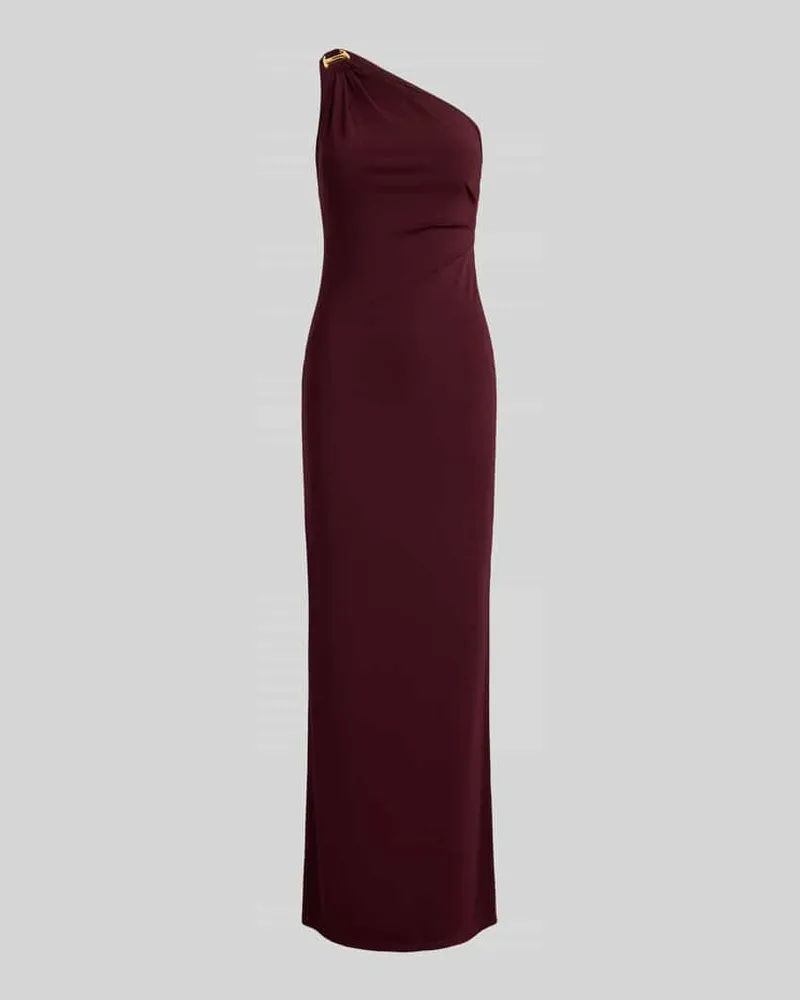 Ralph Lauren Eng anliegendes Abendkleid mit One-Shoulder Bordeaux