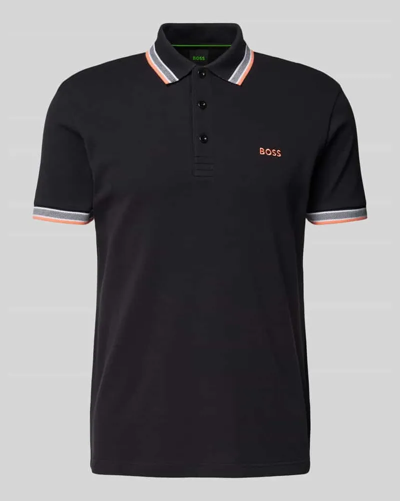 HUGO BOSS Regular Fit Poloshirt mit Label-Stitching Modell 'PADDY Black