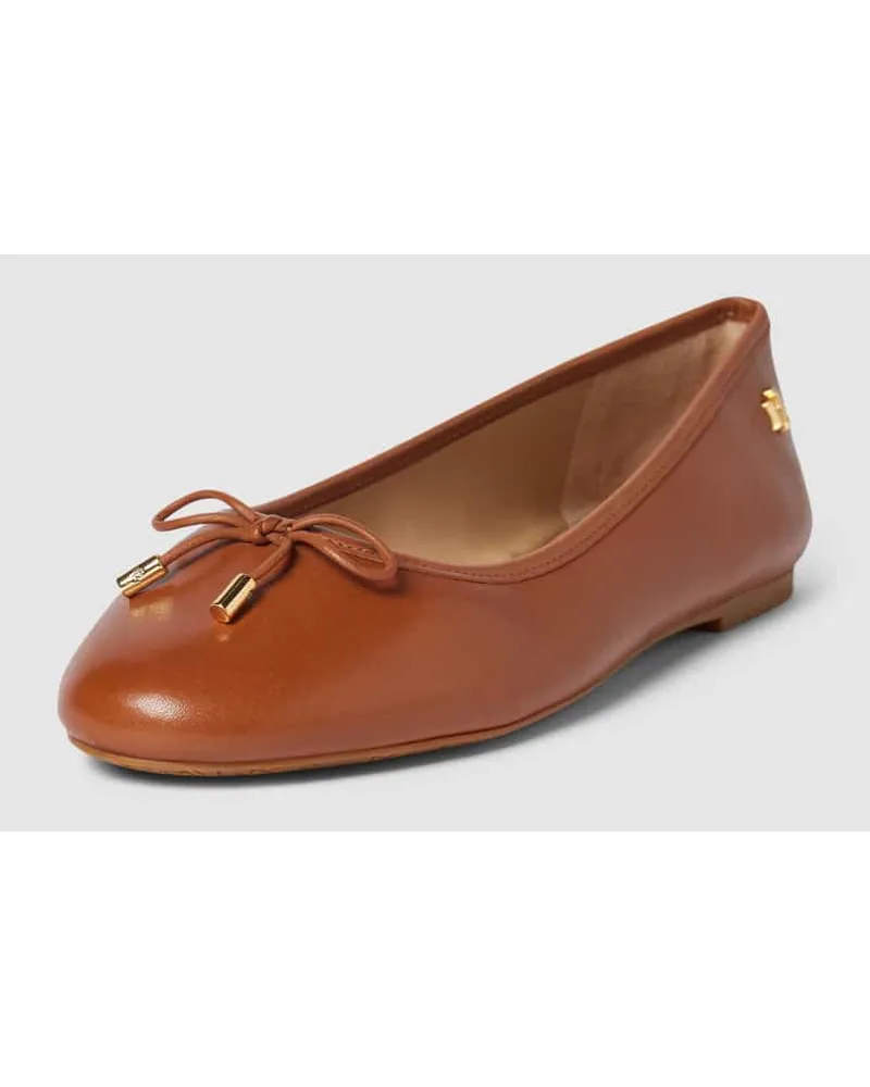 Ralph Lauren Ballerinas mit Label-Applikation Modell 'JAYNA Cognac