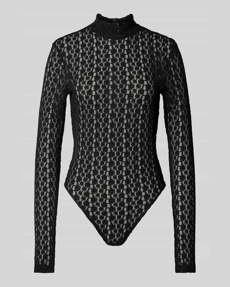 Bardot Body mit Stehkragen und rückseitigem Reißverschluss Black