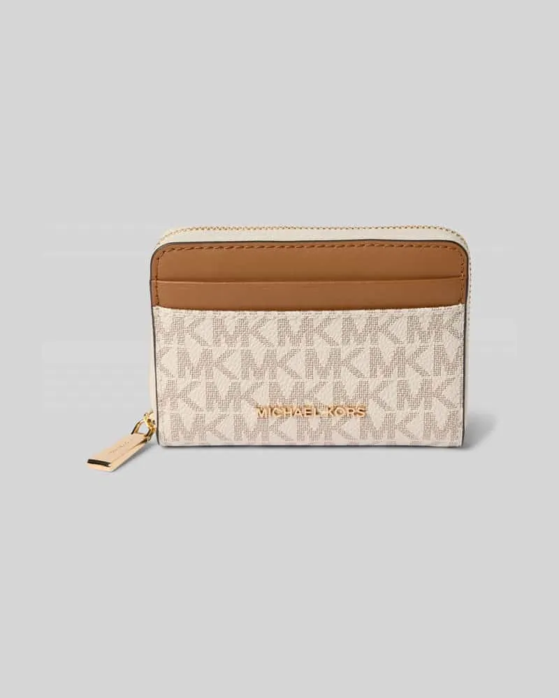 Michael Kors Portemonnaie mit Label-Applikation Modell 'JET SET Ecru