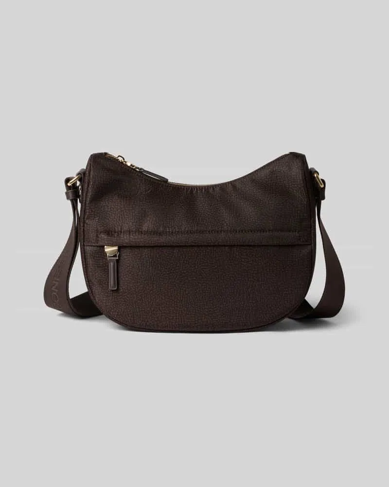 Borbonese Umhängetasche mit Reißverschlussfach Modell 'SMALL LUNA BAG Dunkelbraun