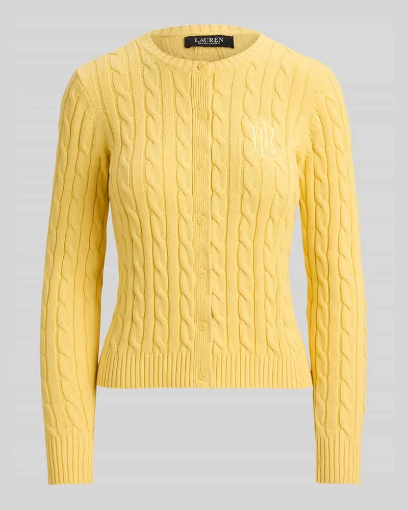 Ralph Lauren Slim Fit Strickjacke aus reiner Baumwolle Hellgelb