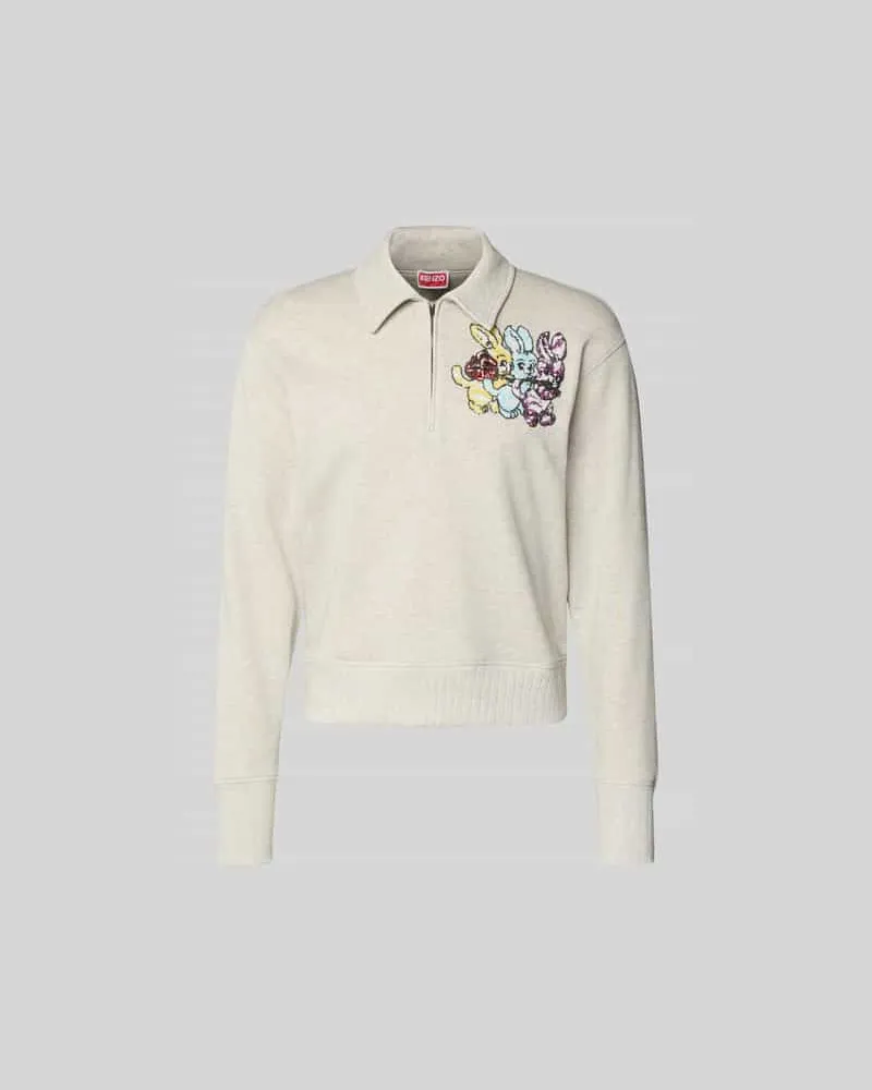 Kenzo Pullover mit Pailettenbesatz Hellgrau