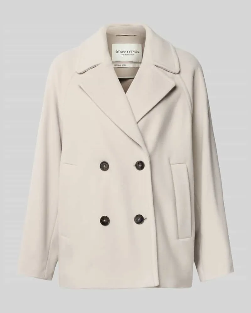 Marc O'Polo Regular Fit Wolljacke mit doppelreihiger Knopfleiste Beige