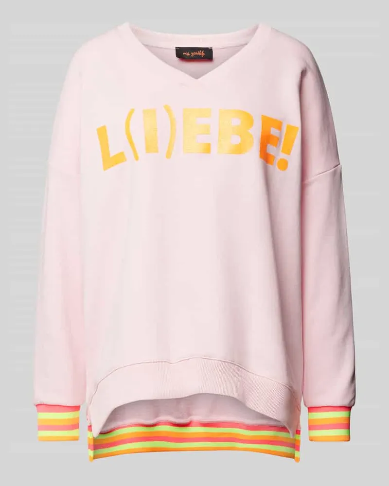 Miss Goodlife Sweatshirt mit Statement-Print Modell I)EBE' in neon rosa Rosa