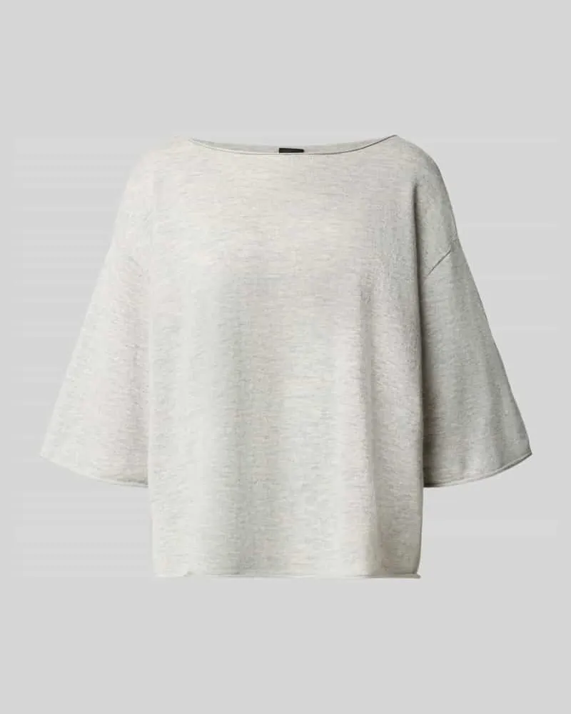 HUGO BOSS Loose Fit Pullover aus Kaschmir-Schurwoll-Mix Modell 'C_Fiolanna Hellgrau