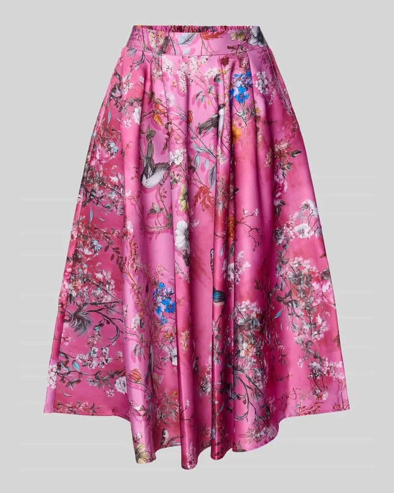 Miss Goodlife Kielanger Rock mit gelegten Falten Modell 'Cherry Blossom Rosa