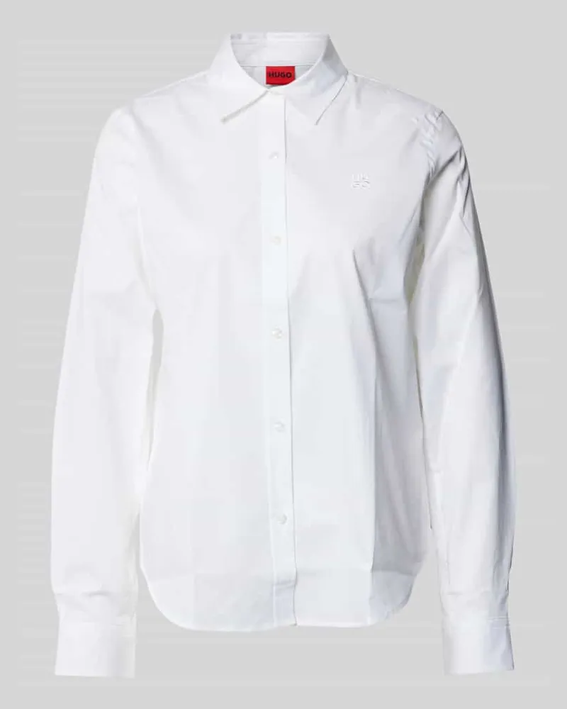 HUGO BOSS Regular Fit Bluse aus Baumwoll-Mix Modell 'THE ESSENTIAL SHIRT Weiss
