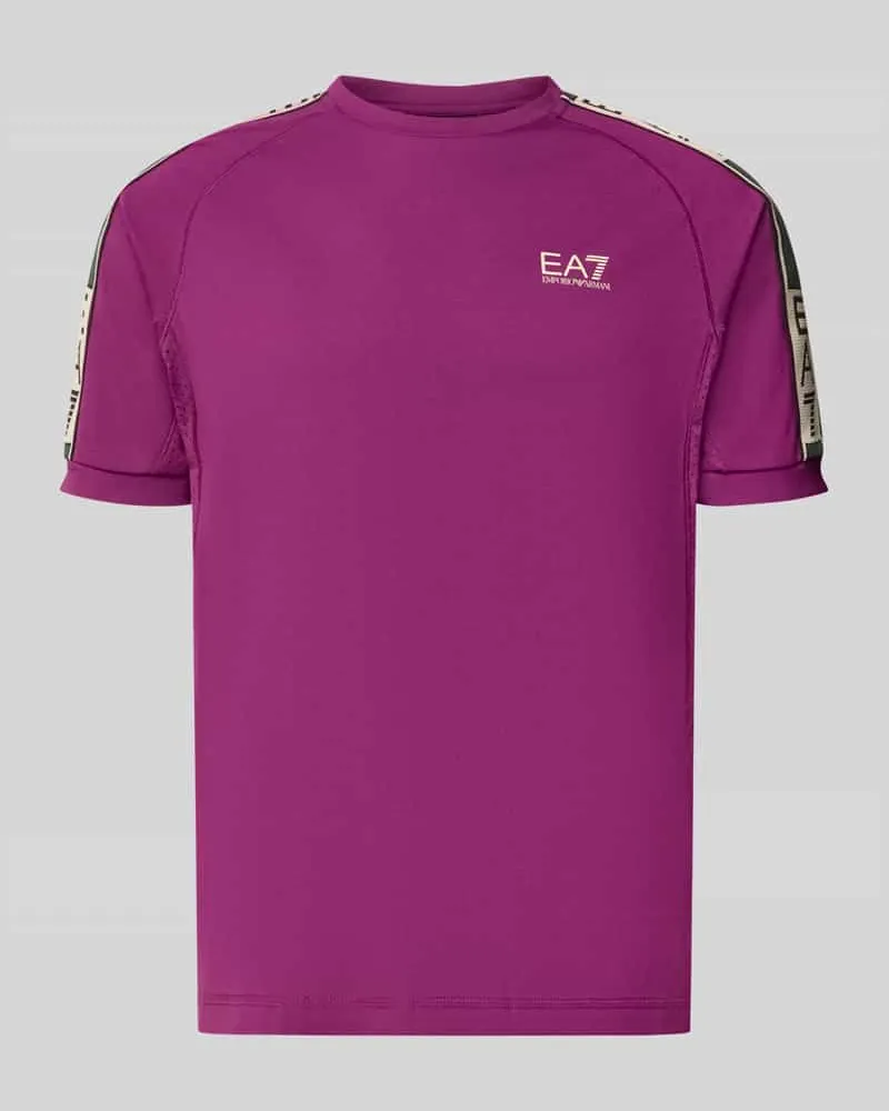 EA7 T-Shirt aus Viskose-Mix mit Logo Lila