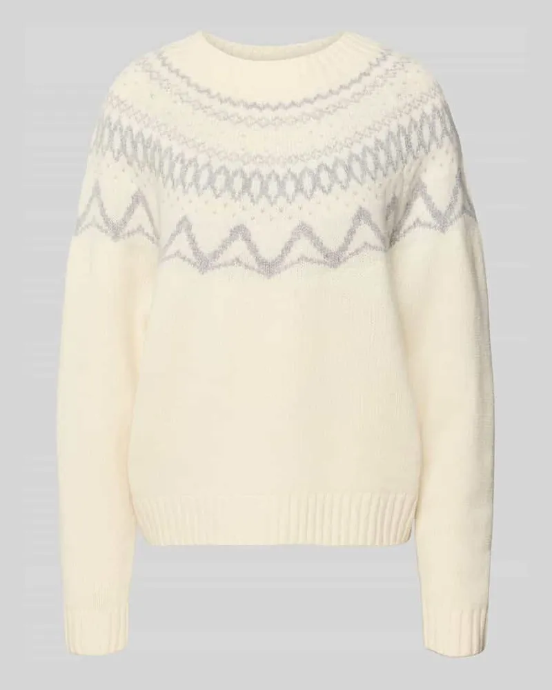 Fynch-Hatton Relaxed Fit Pullover aus reiner Wolle in Strick-Optik Offwhite