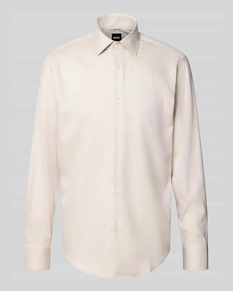 HUGO BOSS Regular Fit Businesshemd mit Kentkragen Sand