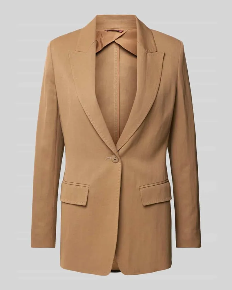 Max Mara Leicht taillierter Blazer aus Viskose-Leinen-Mix Modell 'GITANE Hellbraun