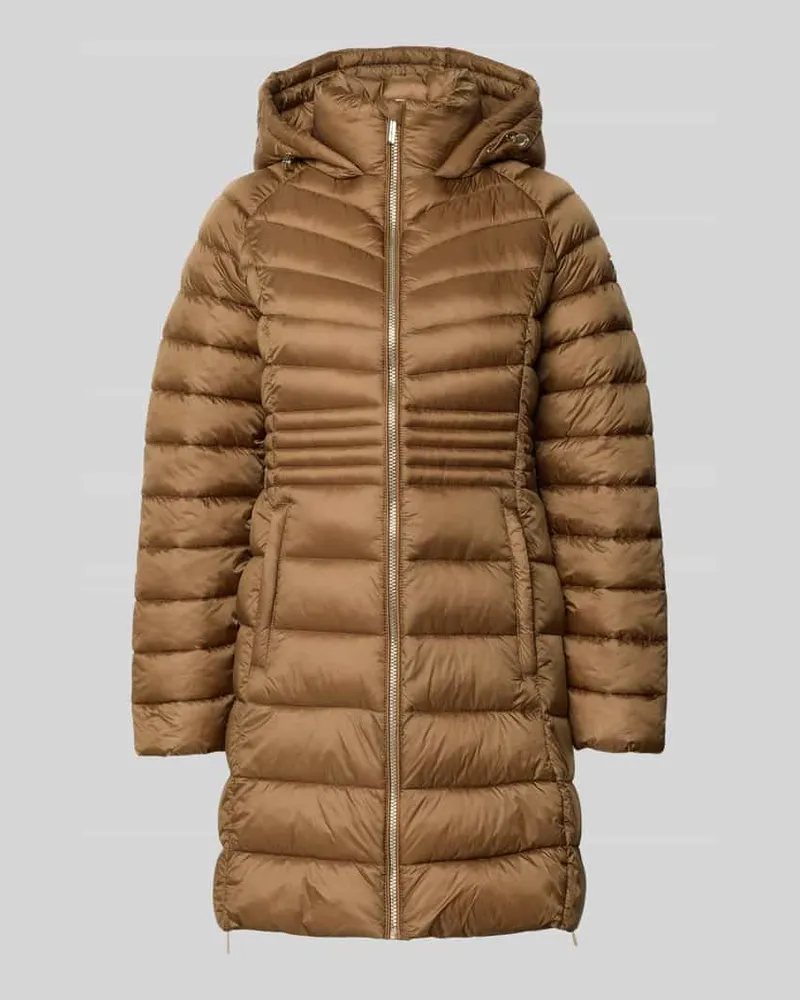 Michael Kors Steppmantel mit Reißverschlusstaschen und Kapuze Camel