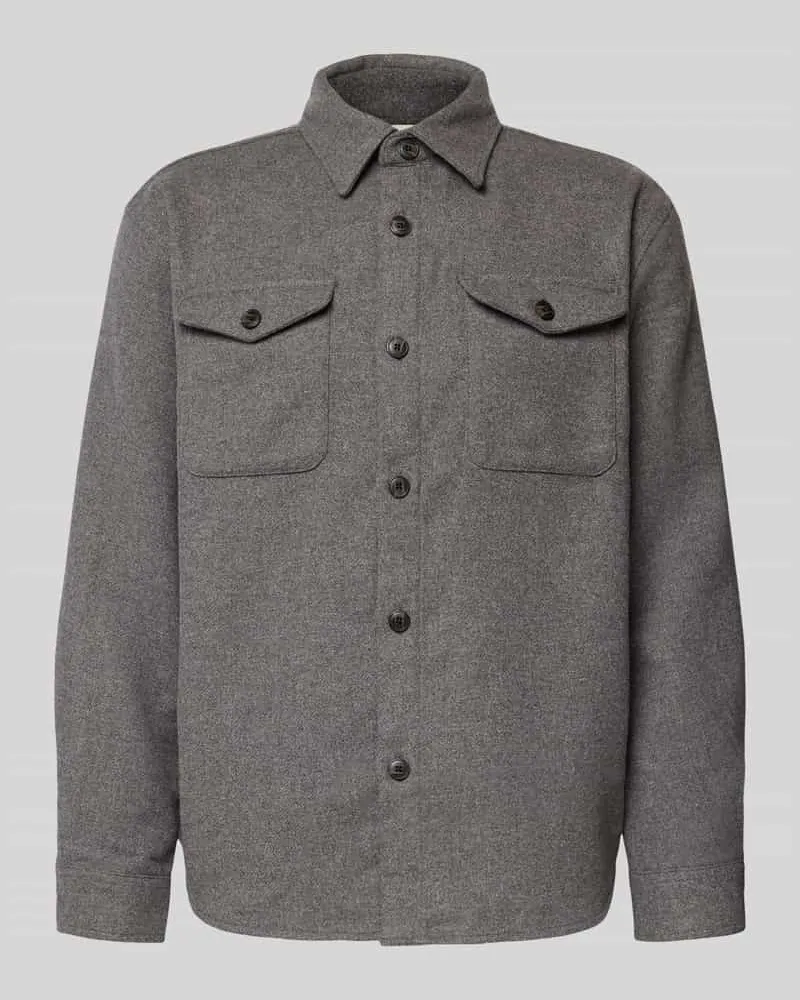 Selected Homme Regular Fit Hemdjacke mit Woll-Anteil Modell 'LOSEPABLO Dunkelgrau