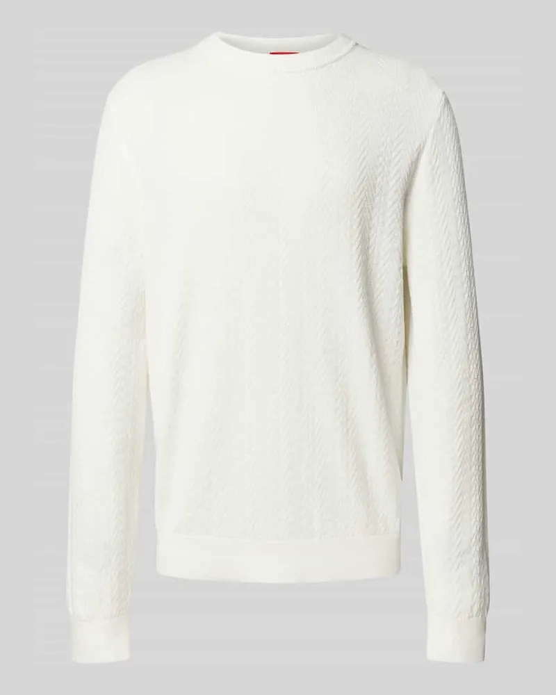 HUGO BOSS Regular Fit Strickpullover aus reiner Baumwolle Modell 'SIMO Weiss