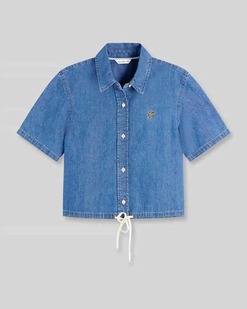 Tommy Hilfiger Relaxed Fit Jeansbluse aus reiner Baumwolle Bleu