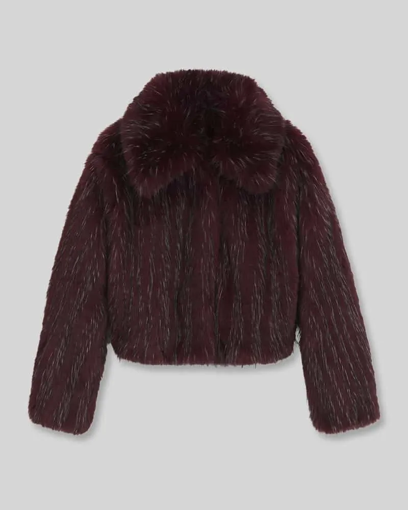HUGO BOSS Fake Fur Webpelzjacke Bordeaux