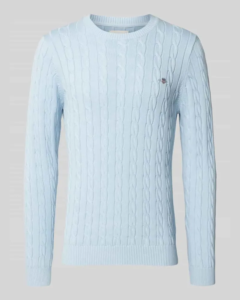 Gant Strickpullover mit Rundhalsausschnitt Hellblau
